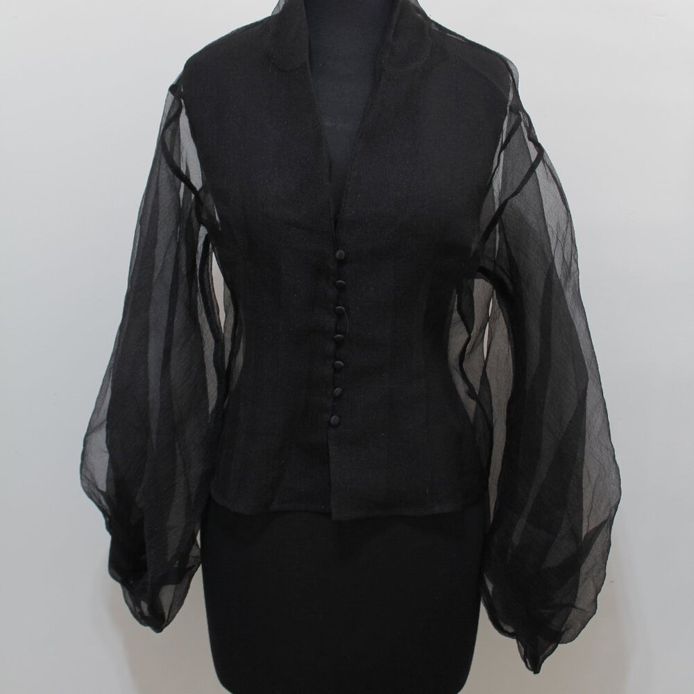 Nasty Gal Black Sheer Not Balloon Sleeve Organza Shirt